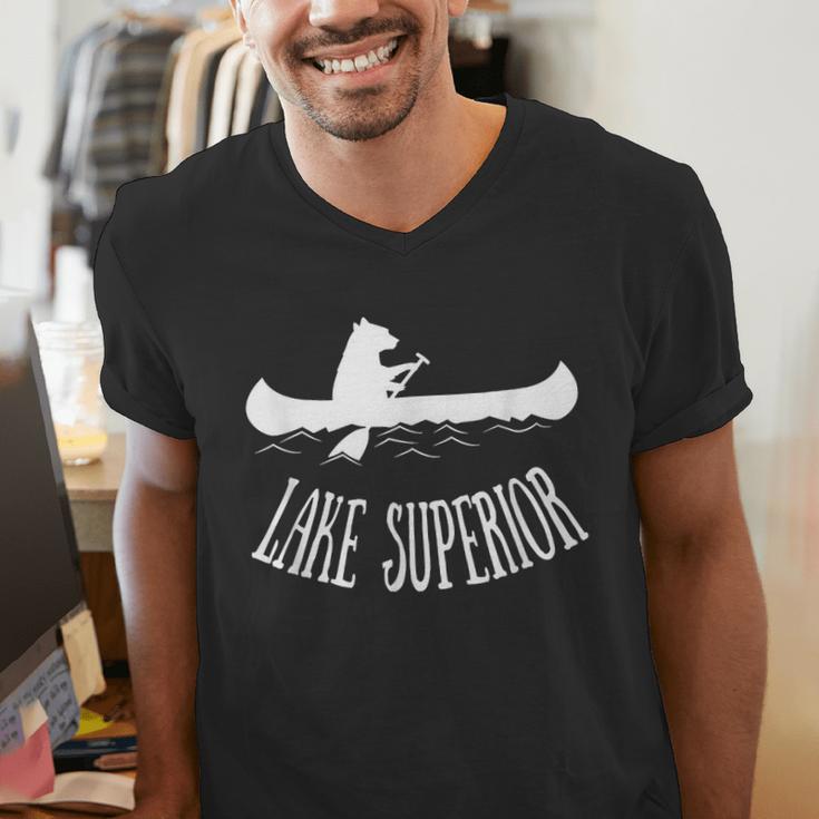 Lake Superior Bear Canoe Upper Peninsula For Yooper Men's V-Neck T-Shirt