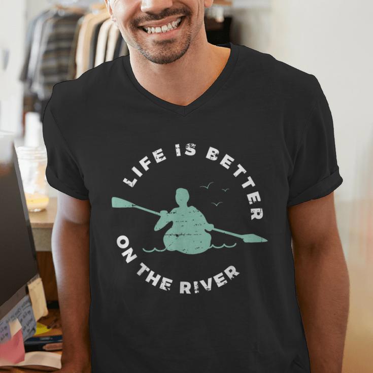Life Is Better On The River Kayaking Canoe Boating Kayak Men's V-Neck T-Shirt