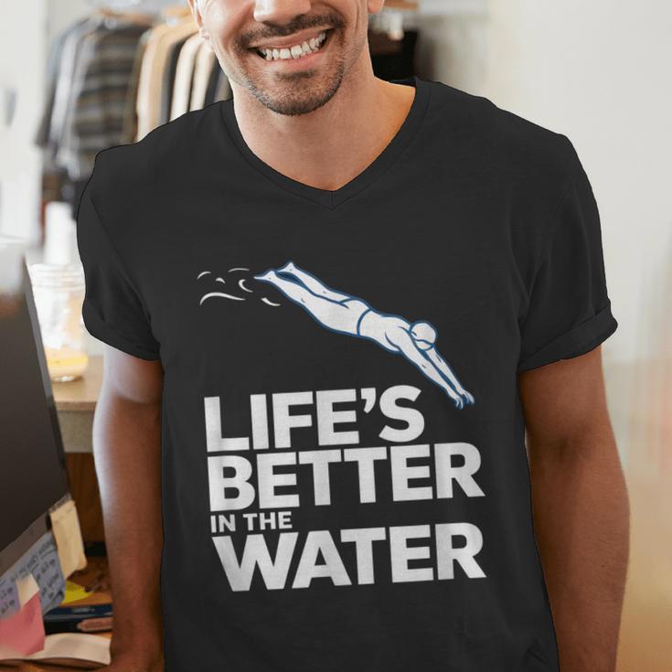 Life Is The Better In The Water Swimming Swimmers Men's V-Neck T-Shirt Life Is The Better In The Water Swimming Swimmers Men's V-Neck T-Shirt