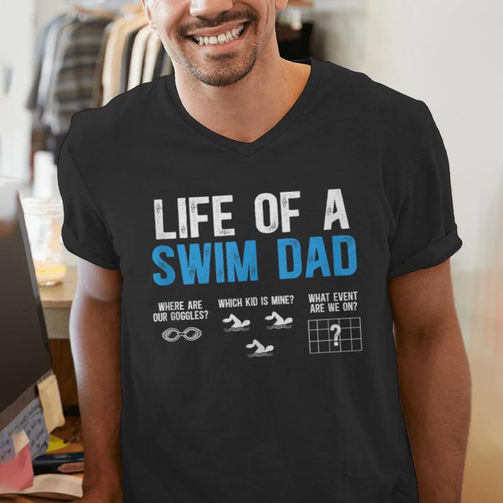 Life Of A Swim Dad Of A Swimmer Dad Swimming Father Men's V-Neck T-Shirt Life Of A Swim Dad Of A Swimmer Dad Swimming Father Men's V-Neck T-Shirt