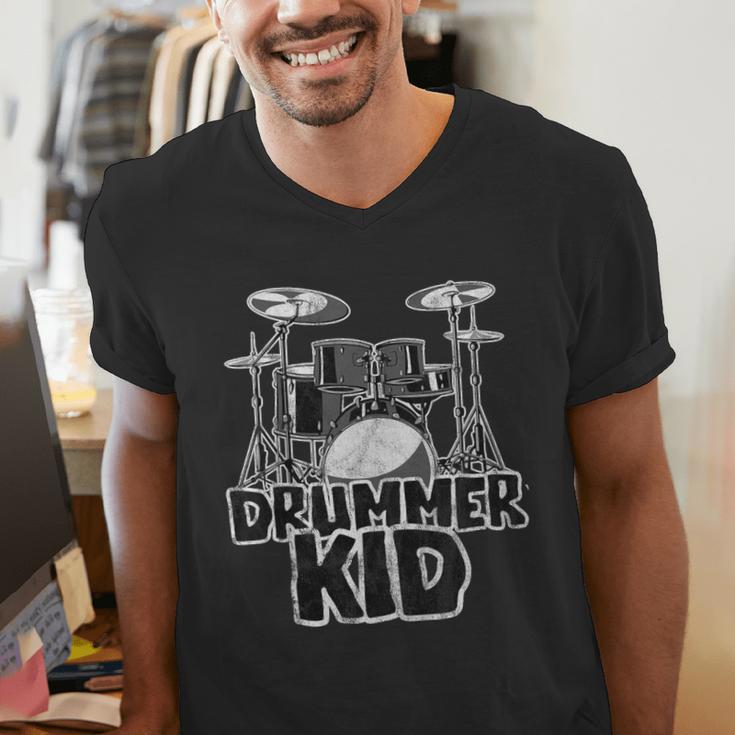 Little Drummer Awesome Drum Kit For Young Musicians Men's V-Neck T-Shirt Little Drummer Awesome Drum Kit For Young Musicians Men's V-Neck T-Shirt