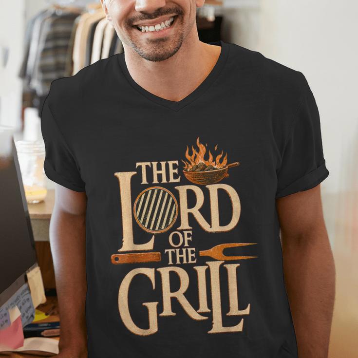 Lord Of The Grill BBQ Daddy Nerd Dad Men's V-Neck T-Shirt Lord Of The Grill BBQ Daddy Nerd Dad Men's V-Neck T-Shirt