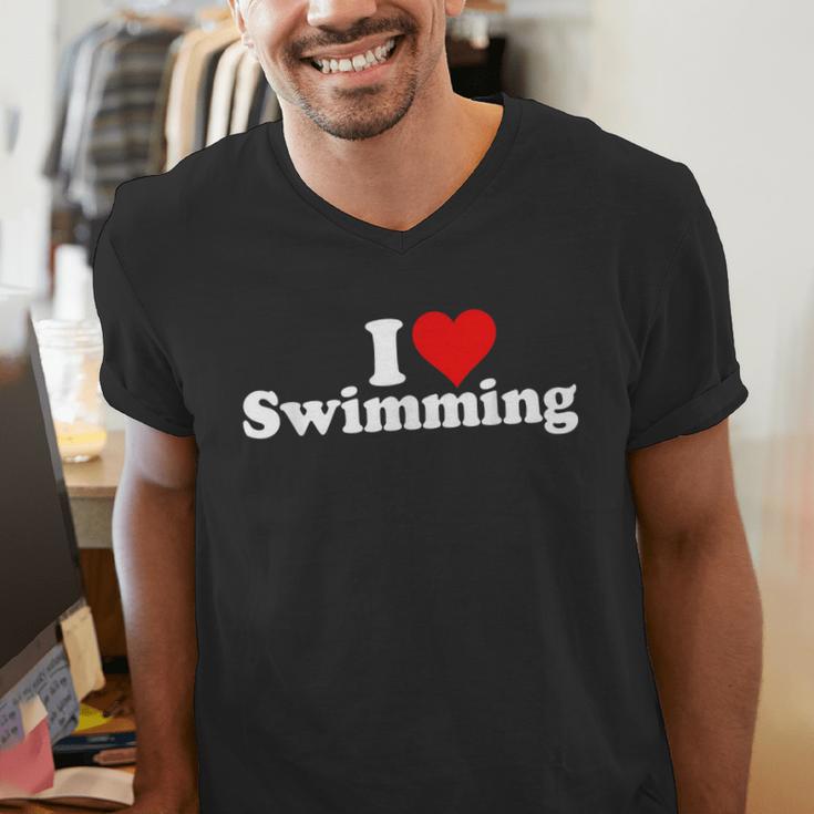 I LOVE HEART SWIMMING Men's V-Neck T-Shirt I LOVE HEART SWIMMING Men's V-Neck T-Shirt