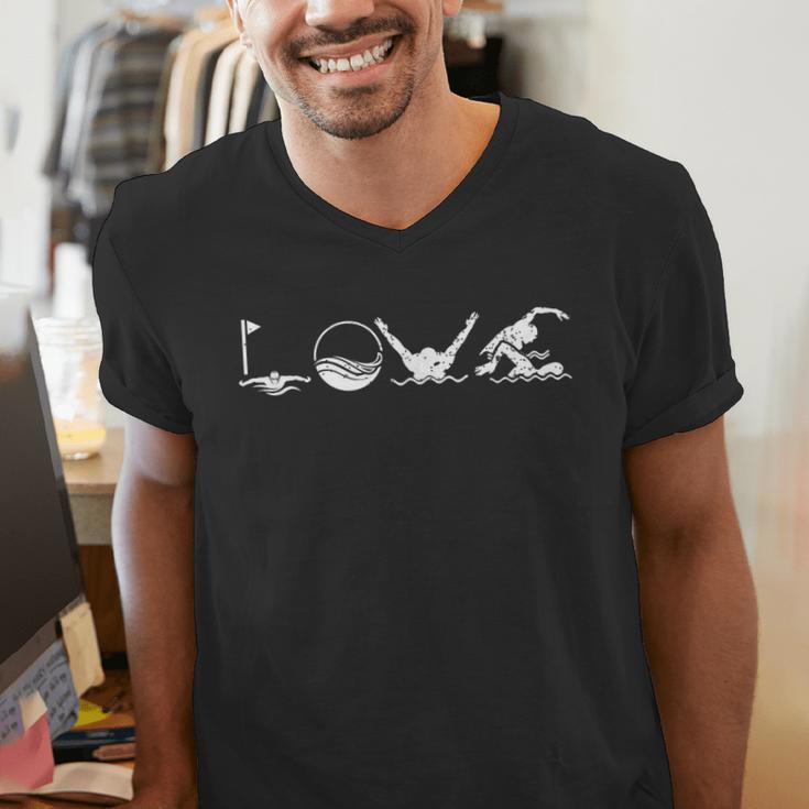 LOVE Swimming Practice Freestyle BreaststrokeShirt Men's V-Neck T-Shirt