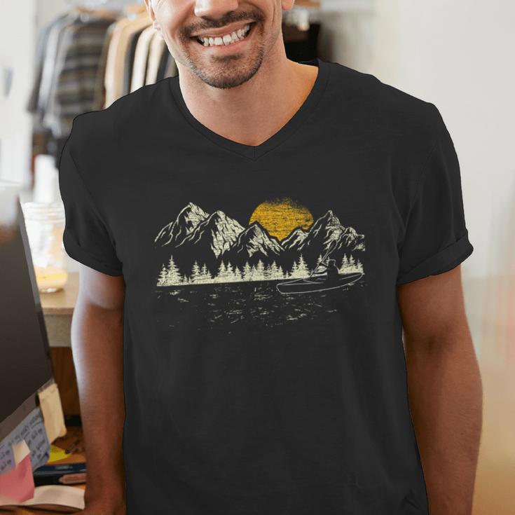 Mountain Kayaking Nature Water Sports Kayaker Canoeing Kayak Men's V-Neck T-Shirt Mountain Kayaking Nature Water Sports Kayaker Canoeing Kayak Men's V-Neck T-Shirt