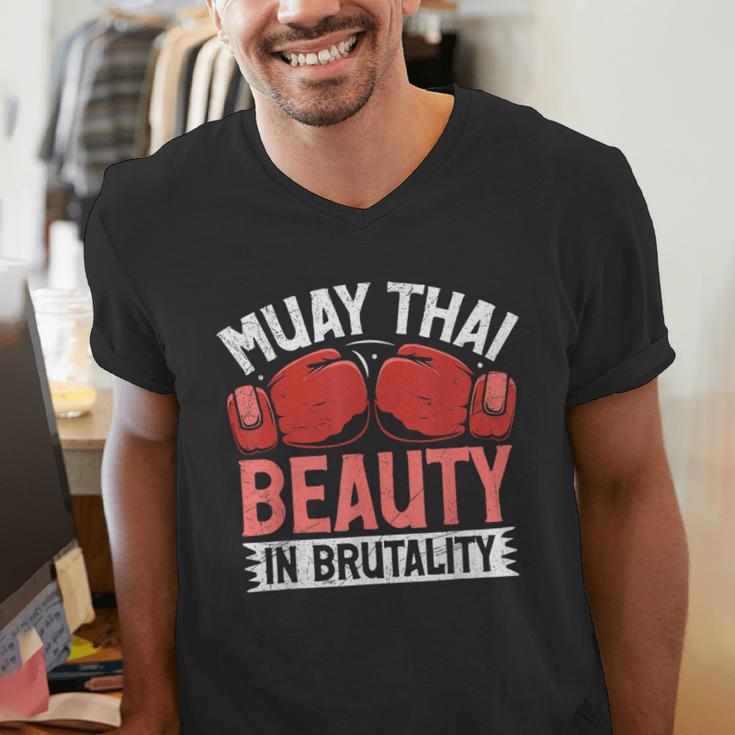 Muay Thai Beauty In Brutality Muay Thai Men's V-Neck T-Shirt