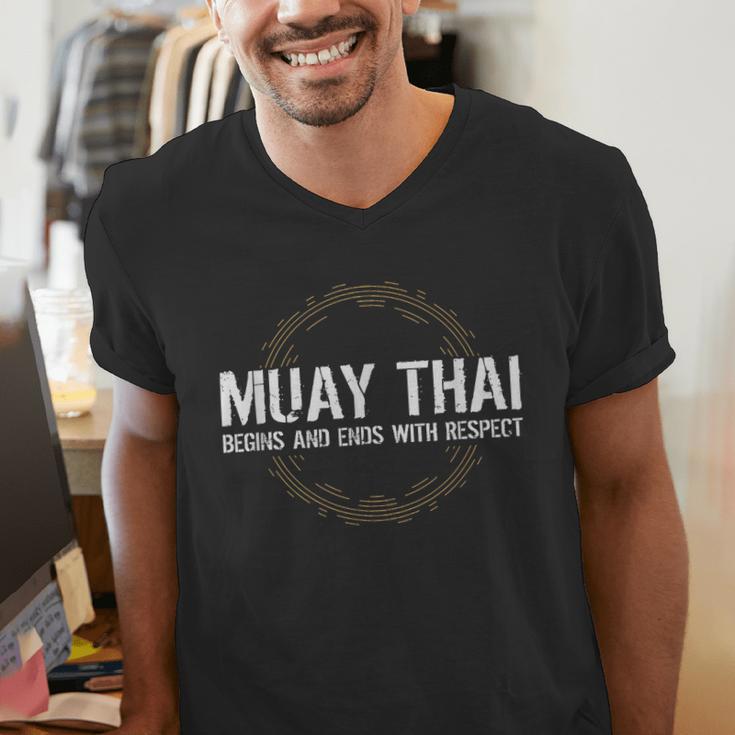 Muay Thai Begins And Ends With Respect Martial Arts Men's V-Neck T-Shirt