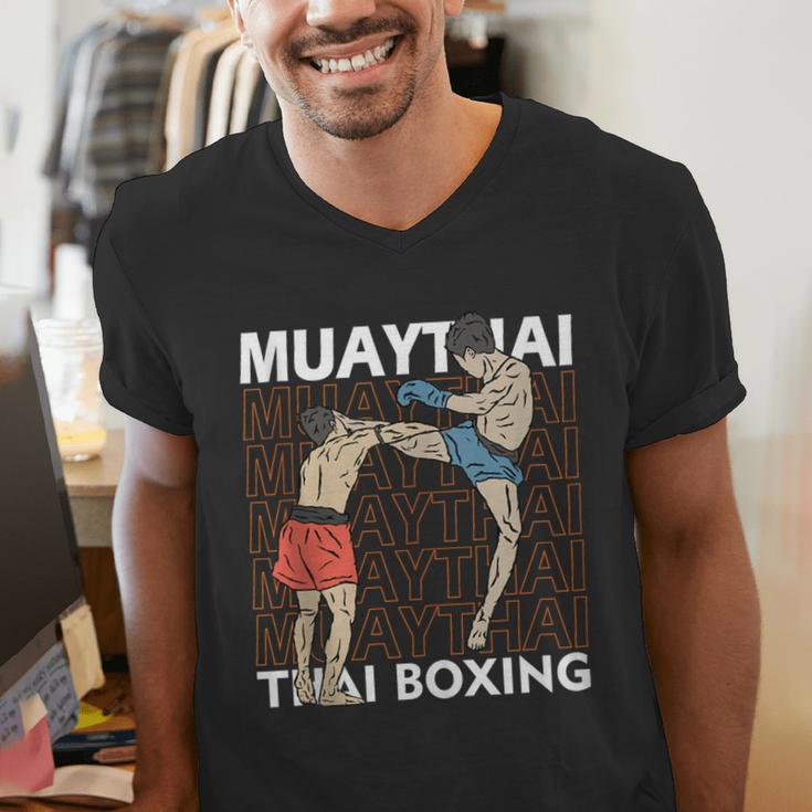 Muay Thai Boxing Men's V-Neck T-Shirt Muay Thai Boxing Men's V-Neck T-Shirt