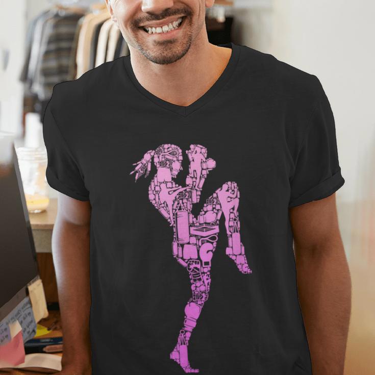 Muay Thai Thai Boxing Women Girls Children Men's V-Neck T-Shirt