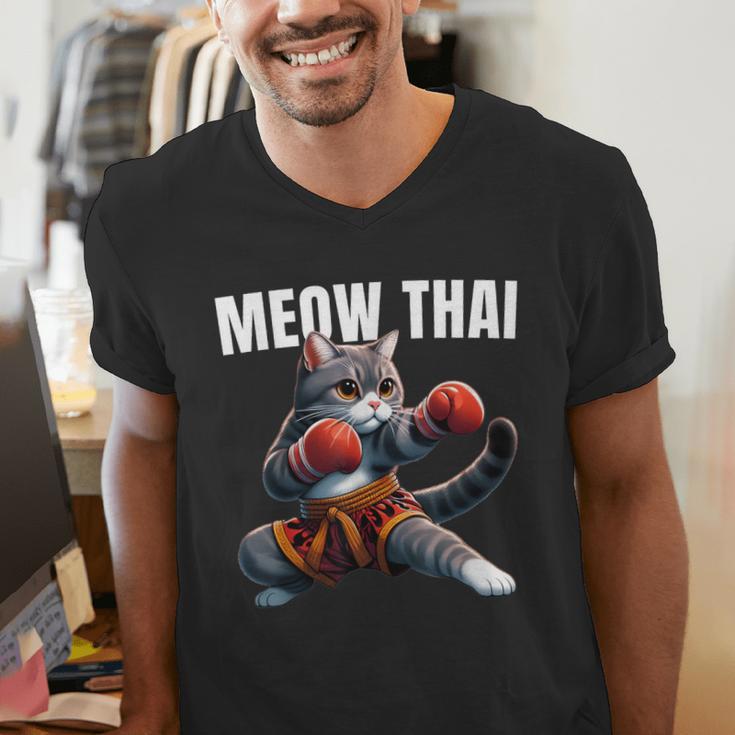 Muay Thai Cat Meow Thai Boxing Martial Art Kids Men's V-Neck T-Shirt Muay Thai Cat Meow Thai Boxing Martial Art Kids Men's V-Neck T-Shirt
