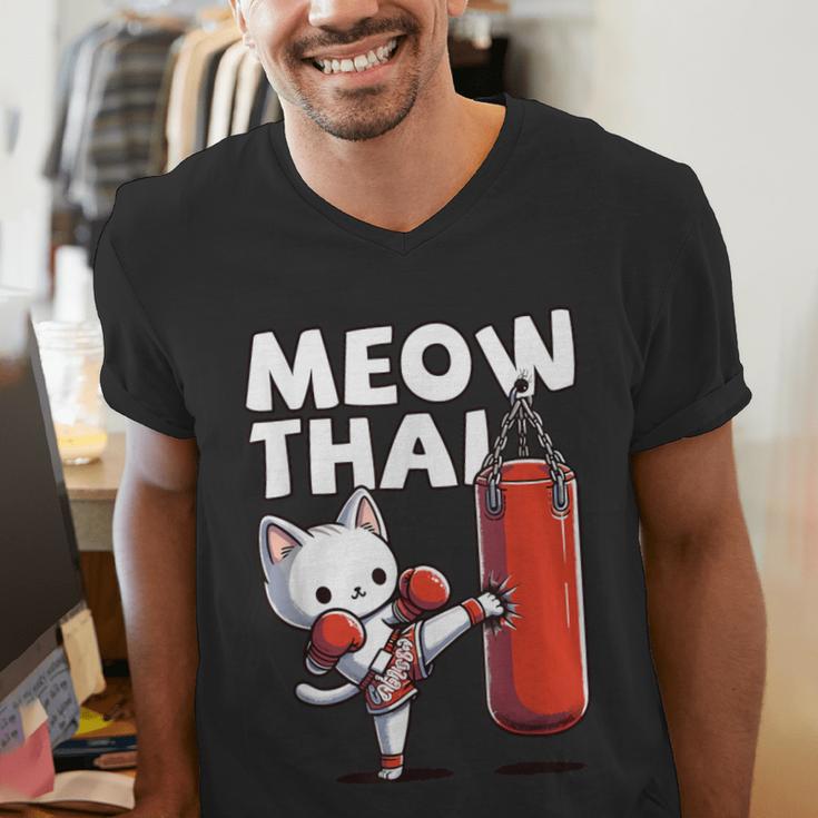 Muay Thai Cat Meow Thai Thai Boxing For Youth Muay Thai Men's V-Neck T-Shirt