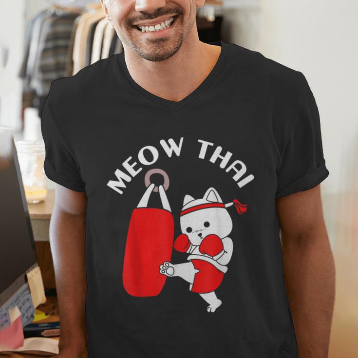 Muay Thai Cat Meow Thai Men's V-Neck T-Shirt