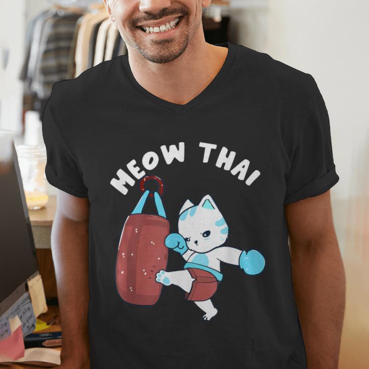 Muay Thai Cat Meow Thai Punch Bag Martial Arts Men's V-Neck T-Shirt Muay Thai Cat Meow Thai Punch Bag Martial Arts Men's V-Neck T-Shirt