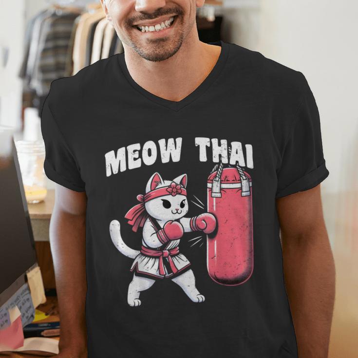 Muay Thai Cat Meow Thai Women Neko Costume Muay Thai Men's V-Neck T-Shirt