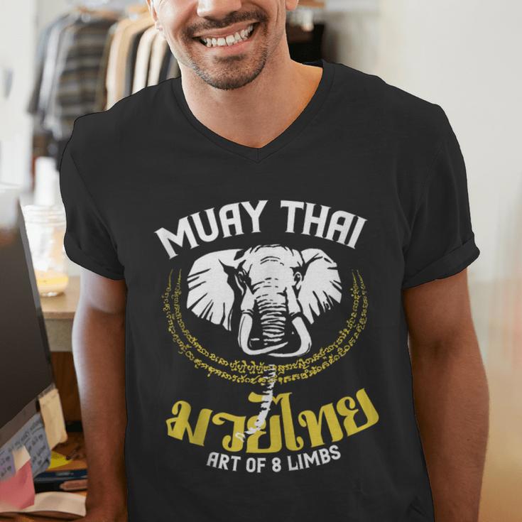 Muay Thai Elephant Martial Arts Thai Boxing Coach Lover Men's V-Neck T-Shirt