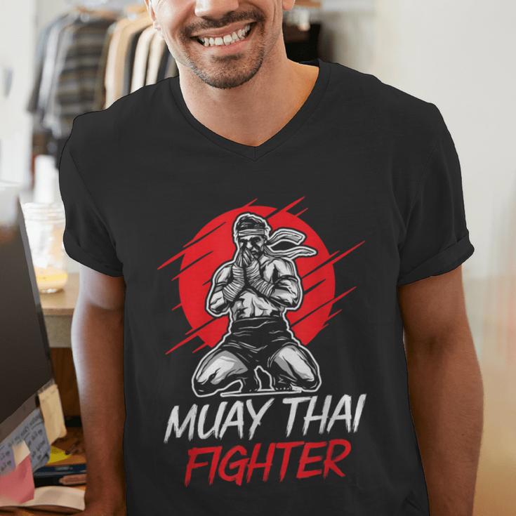 Muay Thai Fighter Martial Arts Boxing Hobby Men's V-Neck T-Shirt Muay Thai Fighter Martial Arts Boxing Hobby Men's V-Neck T-Shirt