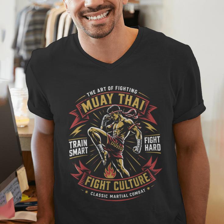 Muay Thai Fighter Training Thai Boxing Coach Men's V-Neck T-Shirt