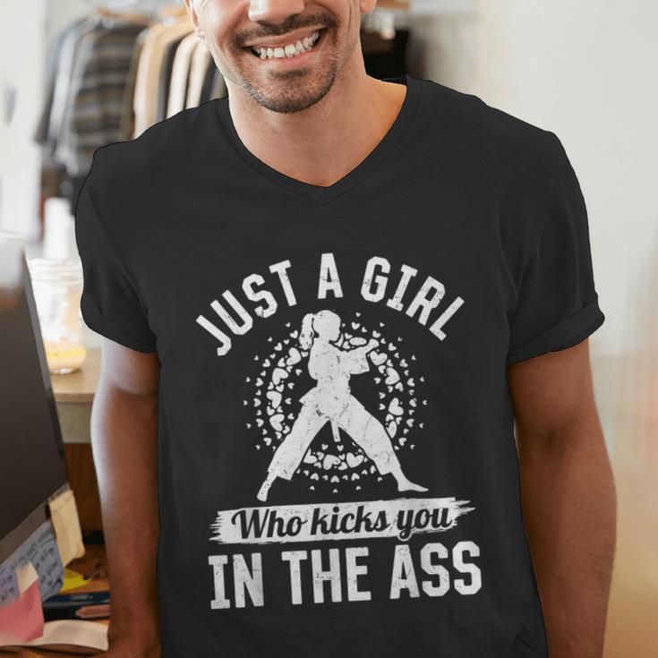 Muay Thai Girls Just a Girl Who Kicks You In The Ass Men's V-Neck T-Shirt Muay Thai Girls Just a Girl Who Kicks You In The Ass Men's V-Neck T-Shirt