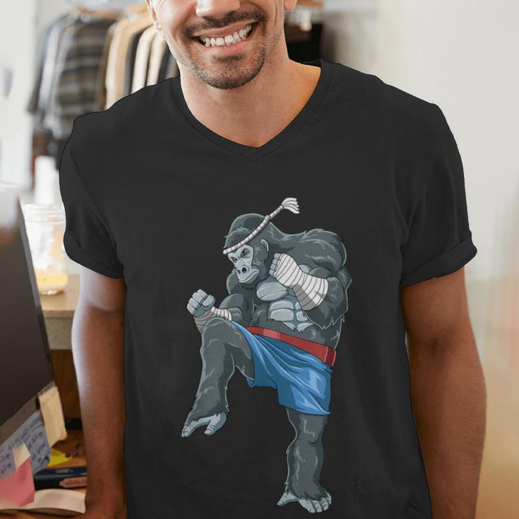 Muay Thai Gorilla Thai Boxing Men's V-Neck T-Shirt Muay Thai Gorilla Thai Boxing Men's V-Neck T-Shirt