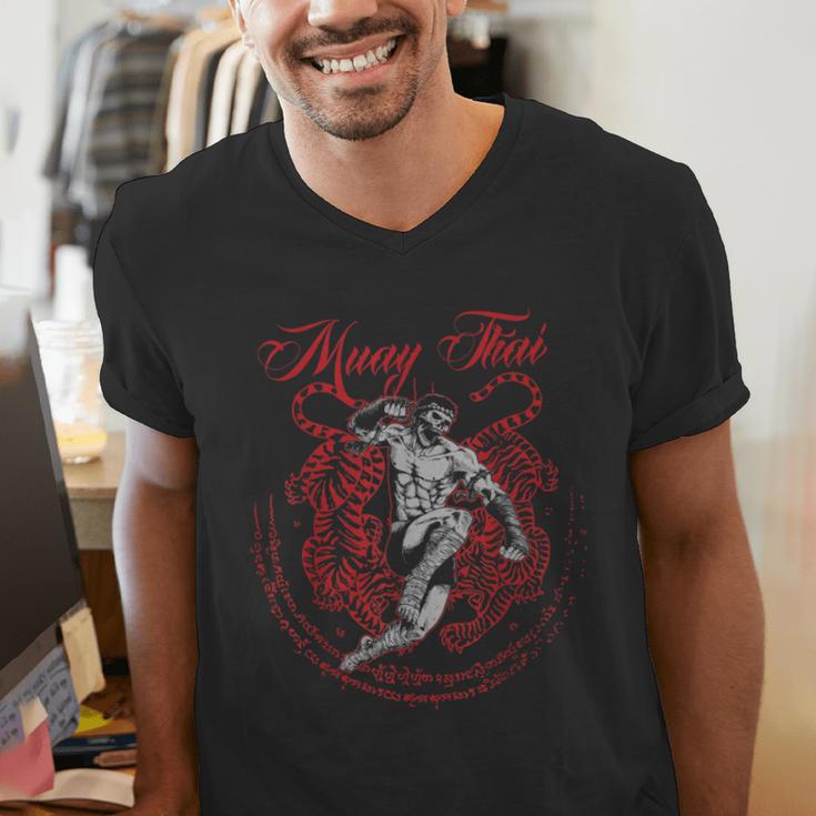 Muay Thai Kickboxing Martial Art Fighter Thai Boxing Men's V-Neck T-Shirt