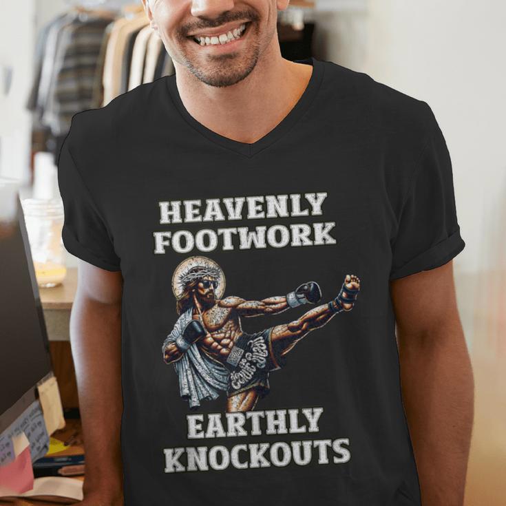 Muay Thai Lord Jesus Kickboxing Christian Men's V-Neck T-Shirt