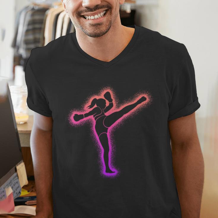 Muay Thai Martial Arts Kickboxer Women Girls Kickboxing Men's V-Neck T-Shirt