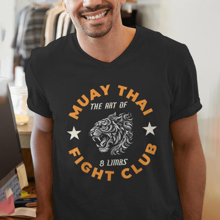 Muay Thai MMA Fight Tattoo Tiger Art Of 8 Limbs Kickboxing Men's V-Neck T-Shirt