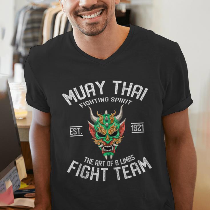 Muay Thai Oni Fight Team Kickboxing Men's V-Neck T-Shirt Muay Thai Oni Fight Team Kickboxing Men's V-Neck T-Shirt