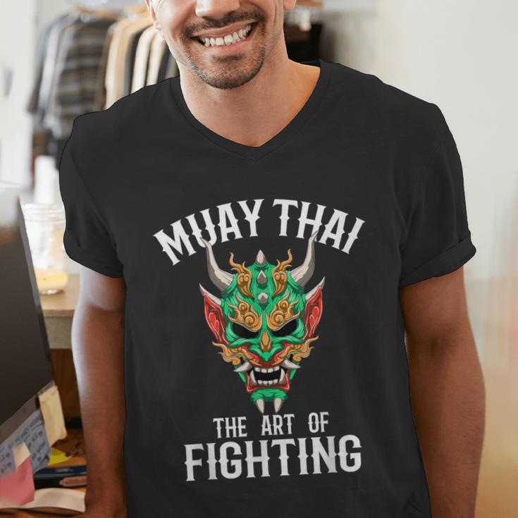 Muay Thai Oni Mask Thai Boxing And Kickboxing Men's V-Neck T-Shirt