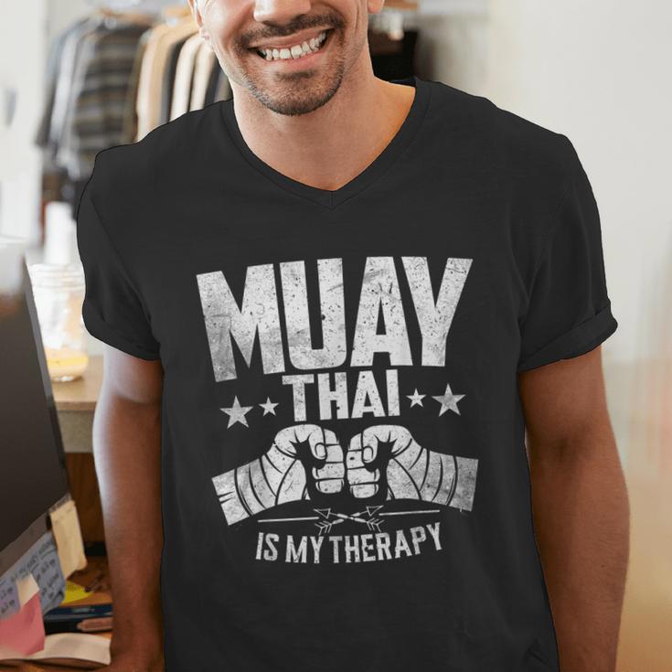 Muay Thai Is My Therapy Muay Thai Lovers Muay Thai Men's V-Neck T-Shirt Muay Thai Is My Therapy Muay Thai Lovers Muay Thai Men's V-Neck T-Shirt