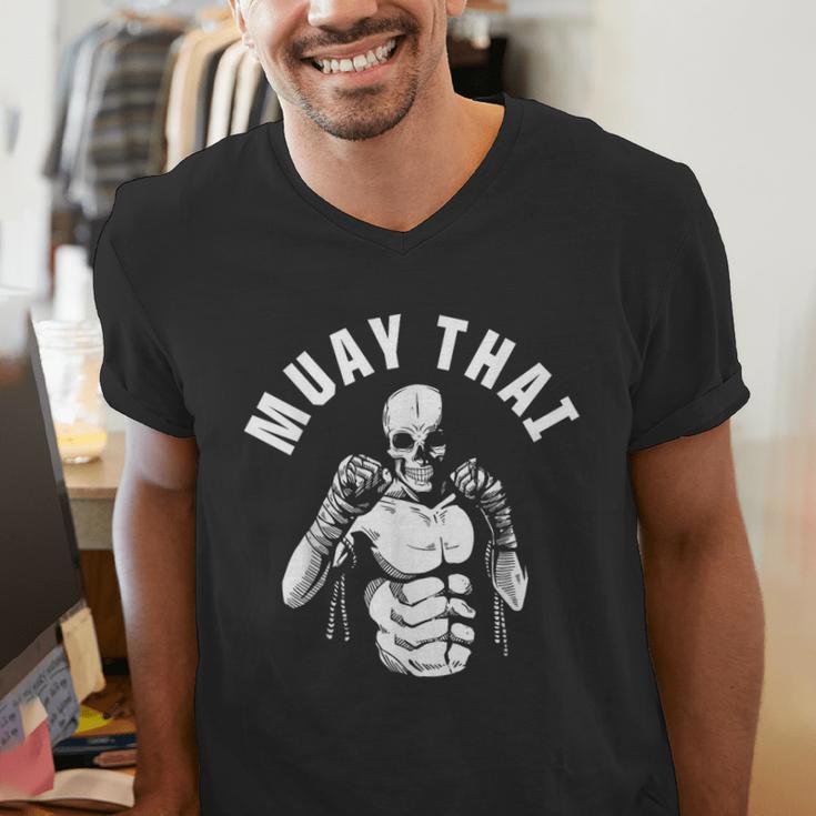 Muay Thai Skeleton Fighter MMA Club Coach Martial Arts Fight Men's V-Neck T-Shirt Muay Thai Skeleton Fighter MMA Club Coach Martial Arts Fight Men's V-Neck T-Shirt