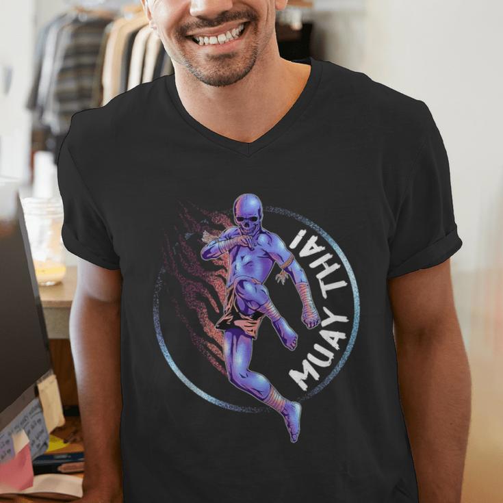 Muay Thai Skeleton Men's V-Neck T-Shirt Muay Thai Skeleton Men's V-Neck T-Shirt