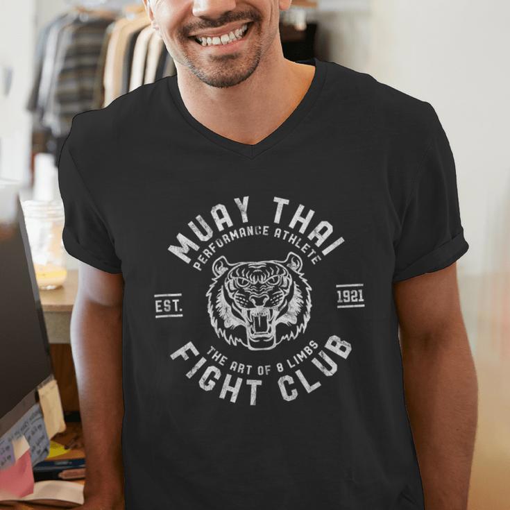 Muay Thai Street Fight Club MMA Tiger Kick Boxing Club Men's V-Neck T-Shirt Muay Thai Street Fight Club MMA Tiger Kick Boxing Club Men's V-Neck T-Shirt