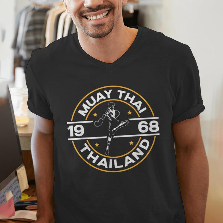 Muay Thai Thailand Fighter Fighting Combat 1969 Thai Boxing Men's V-Neck T-Shirt