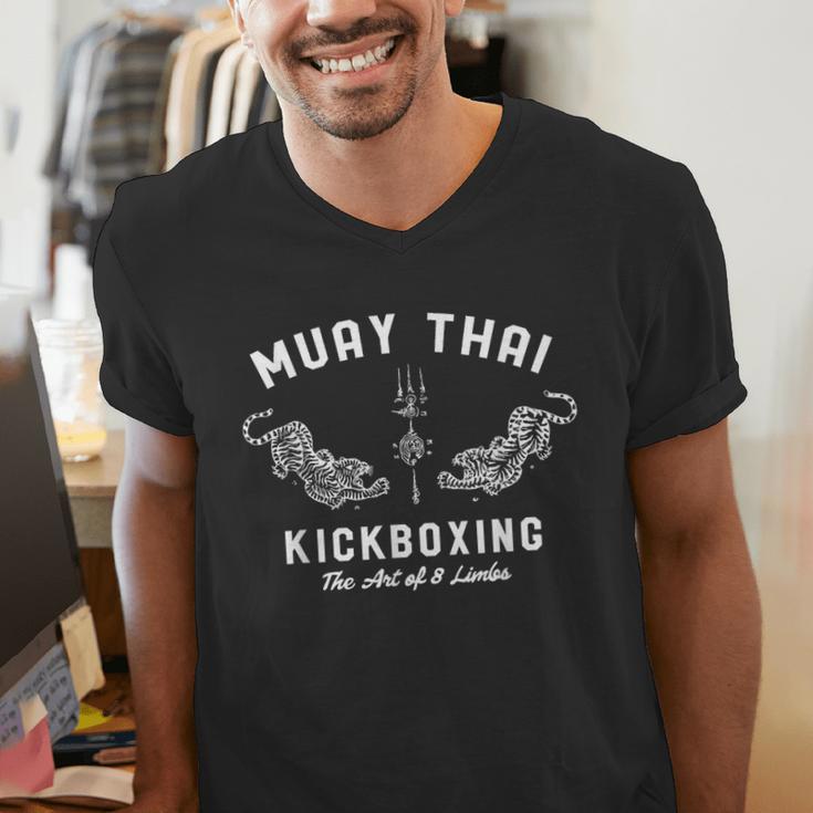 Muay Thai Twin Tigers MMA Warrior Fight Shirt Men's V-Neck T-Shirt Muay Thai Twin Tigers MMA Warrior Fight Shirt Men's V-Neck T-Shirt