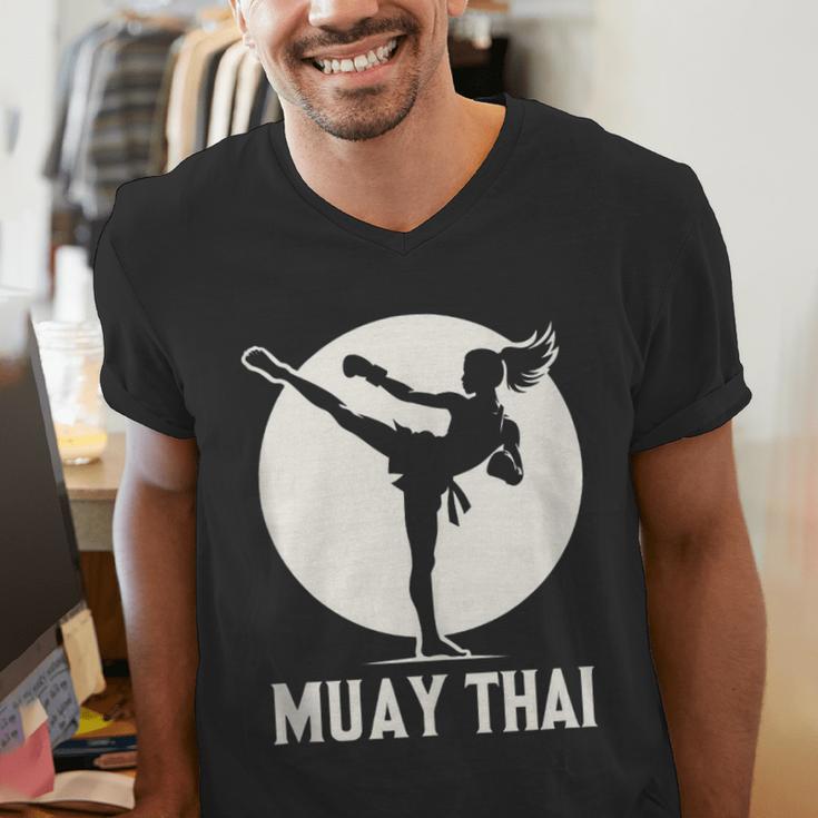 Muay Thai Woman Image Men's V-Neck T-Shirt Muay Thai Woman Image Men's V-Neck T-Shirt