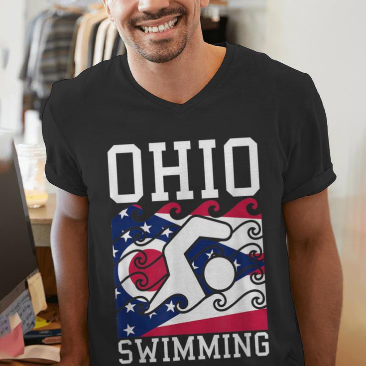 Ohio Flag Swimming Team Swim Swimmer US State Men's V-Neck T-Shirt