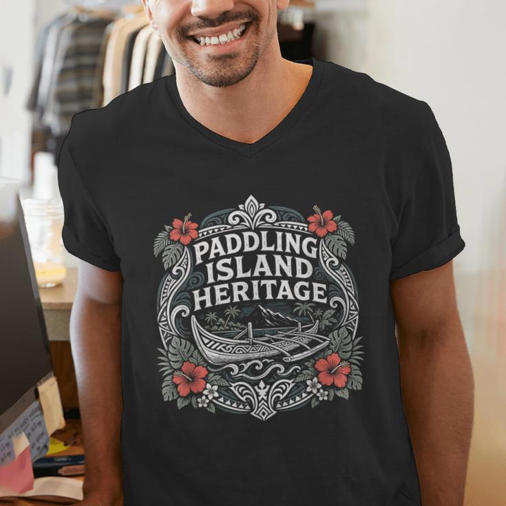 Paddling Island Heritage Outrigger Canoe Men's V-Neck T-Shirt