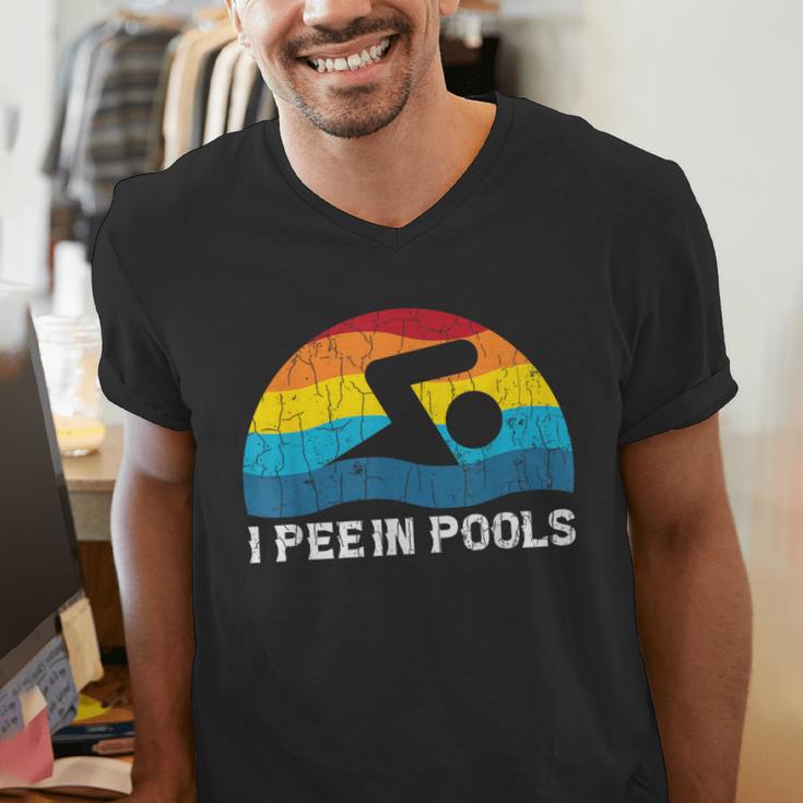 I Pee In Pools Swimmer Swimming Coach Player Graphic Men's V-Neck T-Shirt