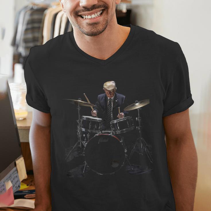 Percussion Player Drumset Retro Drum Kit Percussionist Trump Drummer Drums 2024 -Adults Men's V-Neck T-Shirt