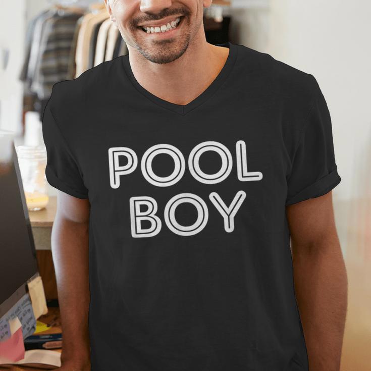 Pool Boy Saying Swim Cool Swimmer Swimming Pool Men's V-Neck T-Shirt Pool Boy Saying Swim Cool Swimmer Swimming Pool Men's V-Neck T-Shirt