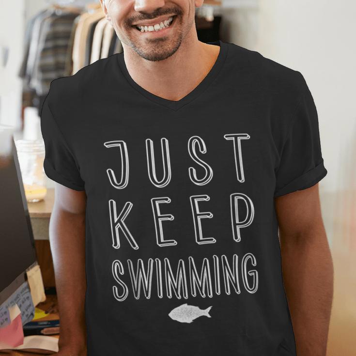 Pretty Fish Just Keep Swimming Men's V-Neck T-Shirt Pretty Fish Just Keep Swimming Men's V-Neck T-Shirt