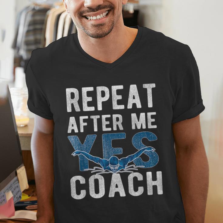 Repeat Yes Swim Coaching Swimming Coaches Men's V-Neck T-Shirt Repeat Yes Swim Coaching Swimming Coaches Men's V-Neck T-Shirt