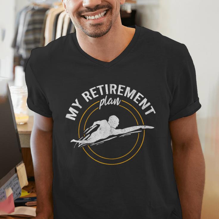 My Retirement Plan Swim Athlete Swimming Grandpa Swimmer Men's V-Neck T-Shirt