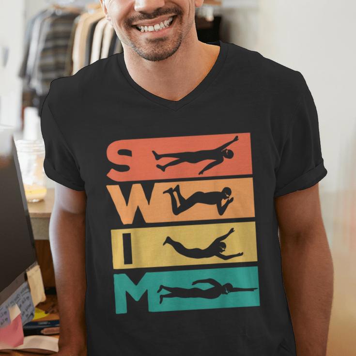Retro Vintage Swimming For Swimmers Men's V-Neck T-Shirt