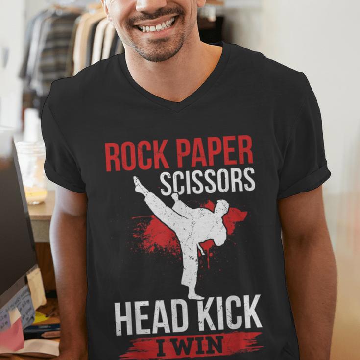 Rock Paper Scissors Head Kick I Win Muay Thai Men's V-Neck T-Shirt