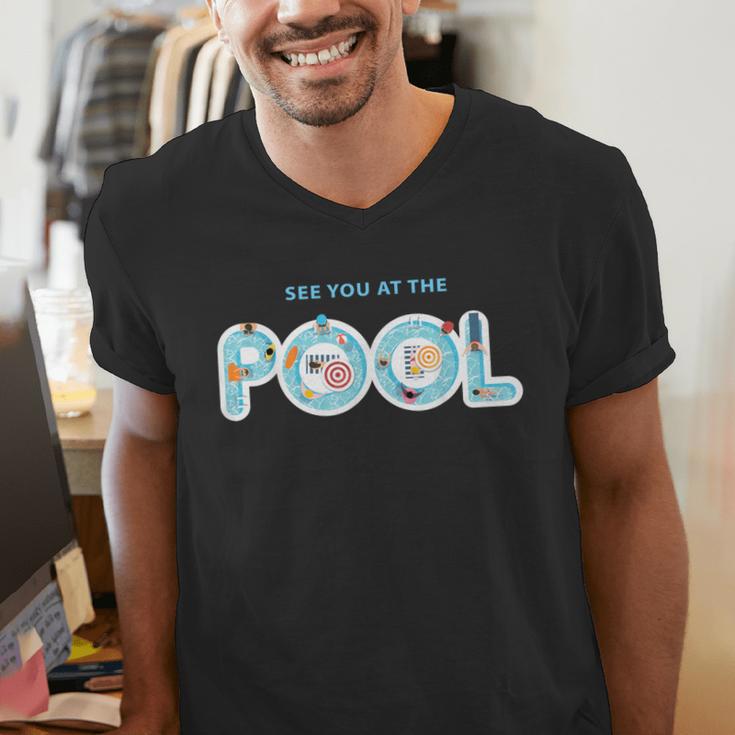 See You At The Pool Summer Swimming Pool Men's V-Neck T-Shirt See You At The Pool Summer Swimming Pool Men's V-Neck T-Shirt
