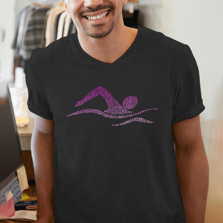 Silhouette Icon Swimmer Stuff Girls Swimming Men's V-Neck T-Shirt