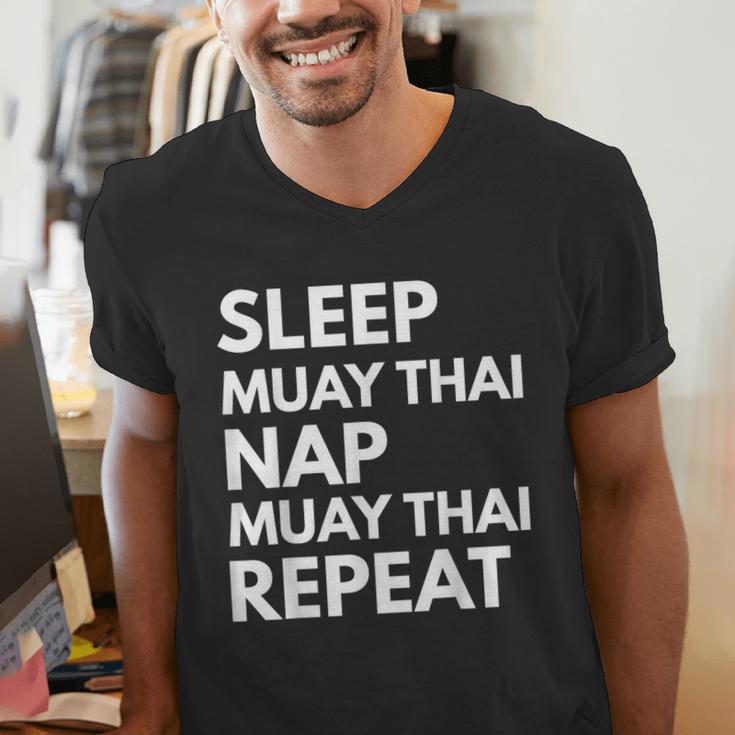Sleep Nap Muay Thai Repeat Lover Martial Arts Men's V-Neck T-Shirt