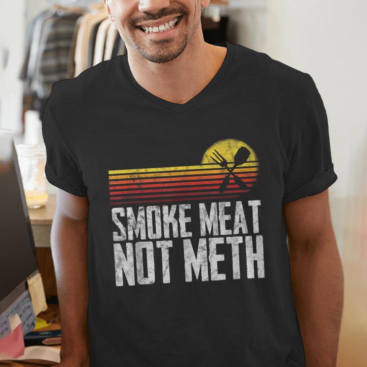 Smoke Meat Not Meth Grilled BBQ Dad Brisket Grilling Men's V-Neck T-Shirt